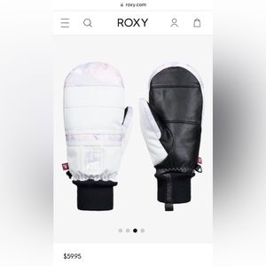 Roxy Women's Ski Mittens, Size Large, very Light Grey/Silver tone